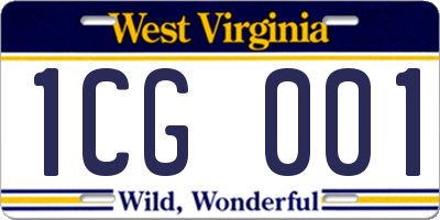 WV license plate 1CG001