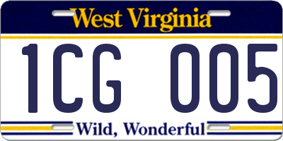 WV license plate 1CG005