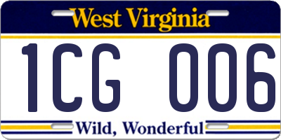 WV license plate 1CG006