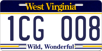 WV license plate 1CG008