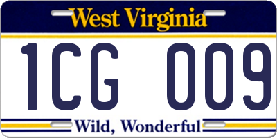 WV license plate 1CG009