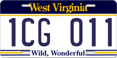 WV license plate 1CG011