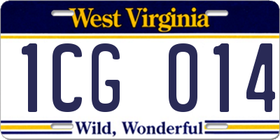 WV license plate 1CG014