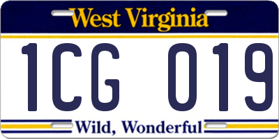 WV license plate 1CG019