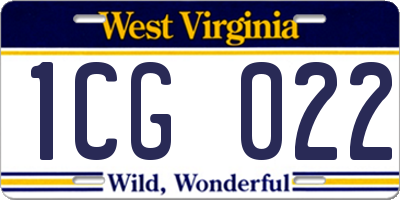 WV license plate 1CG022