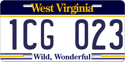 WV license plate 1CG023