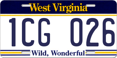 WV license plate 1CG026