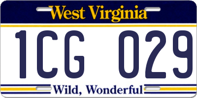 WV license plate 1CG029