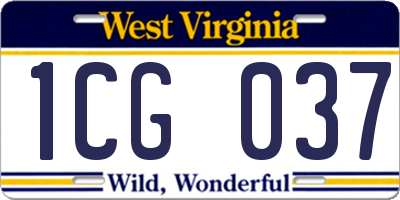 WV license plate 1CG037