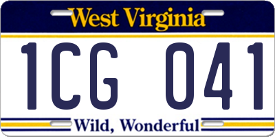 WV license plate 1CG041