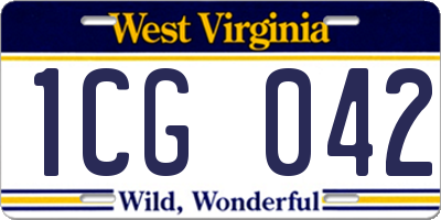WV license plate 1CG042