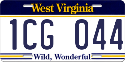 WV license plate 1CG044