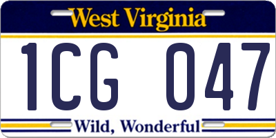 WV license plate 1CG047