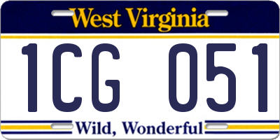 WV license plate 1CG051