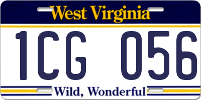 WV license plate 1CG056