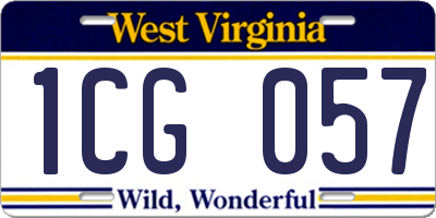 WV license plate 1CG057