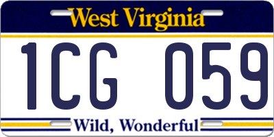 WV license plate 1CG059