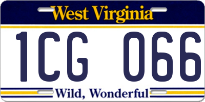 WV license plate 1CG066