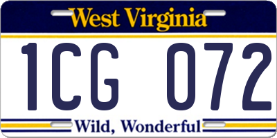 WV license plate 1CG072