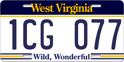 WV license plate 1CG077