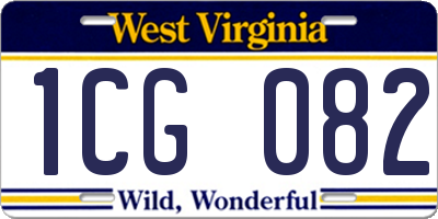 WV license plate 1CG082