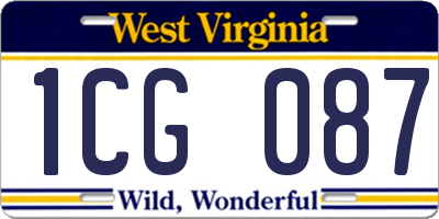 WV license plate 1CG087