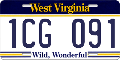 WV license plate 1CG091