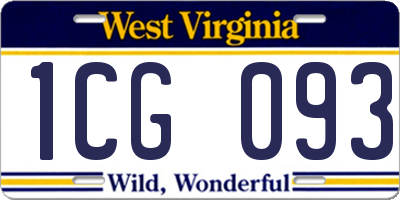 WV license plate 1CG093