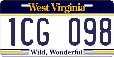 WV license plate 1CG098