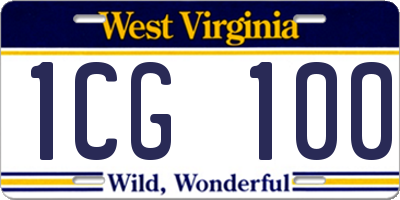WV license plate 1CG100