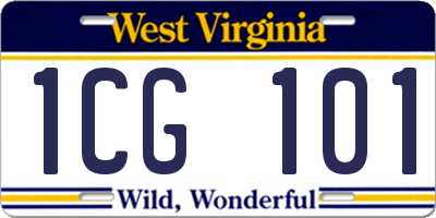 WV license plate 1CG101