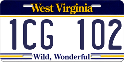 WV license plate 1CG102