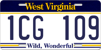 WV license plate 1CG109