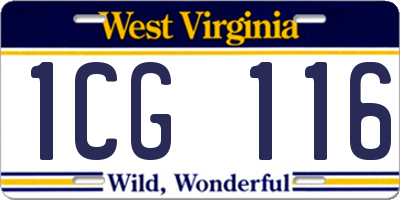 WV license plate 1CG116