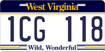 WV license plate 1CG118