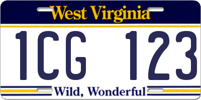 WV license plate 1CG123
