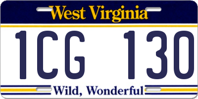 WV license plate 1CG130
