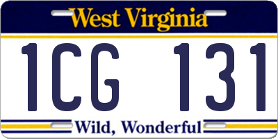WV license plate 1CG131