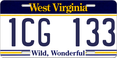WV license plate 1CG133