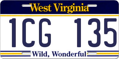 WV license plate 1CG135