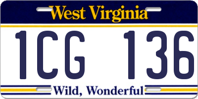 WV license plate 1CG136