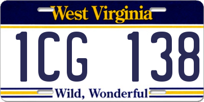WV license plate 1CG138