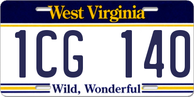 WV license plate 1CG140