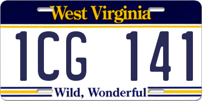 WV license plate 1CG141