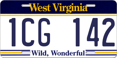 WV license plate 1CG142