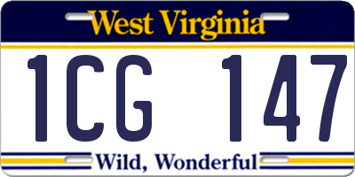 WV license plate 1CG147