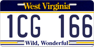 WV license plate 1CG166