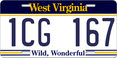 WV license plate 1CG167