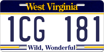 WV license plate 1CG181