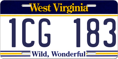 WV license plate 1CG183